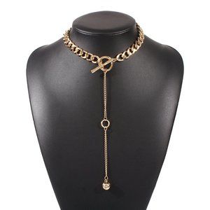 Gold long pendant necklace (Free Delivery 6 To 10 Days)